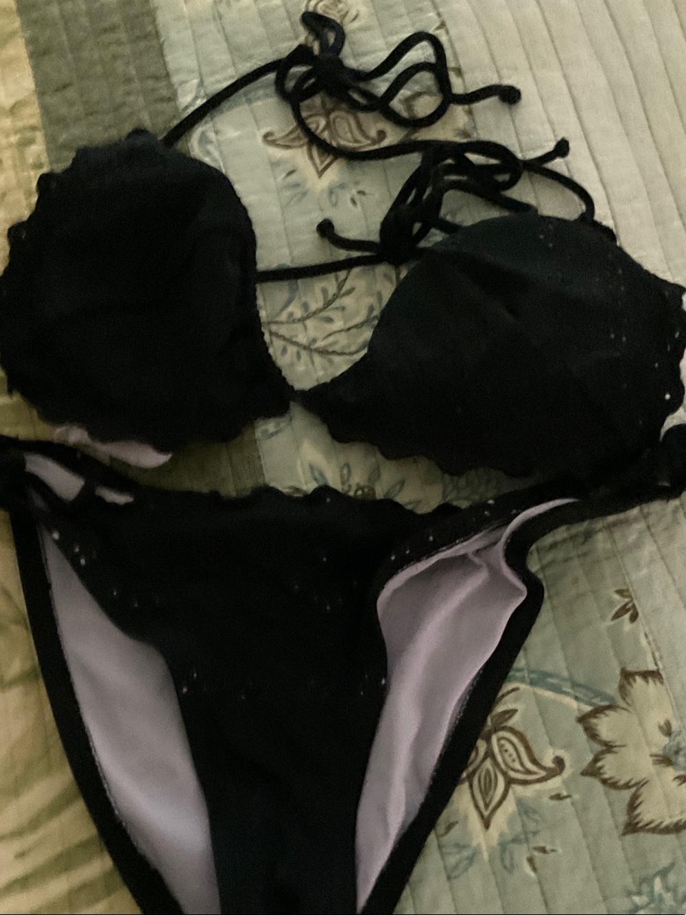 Black Lace Bikini Set with Padded Top - Brand Unspecified